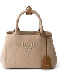 Prada - Small Canvas Jardinière Top-Handle Bag - Lyst