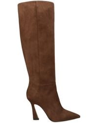 Stuart Weitzman - Suede Vinnie Zip Knee-High Boots 100 - Lyst