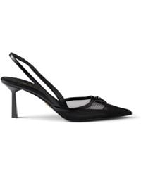 Prada - Mesh Triangle Slingback Pumps 75 - Lyst