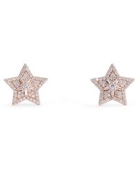 BeeGoddess - Rose Gold And Diamond Sirius Star Earrings - Lyst
