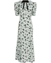 Alessandra Rich - Silk Floral Maxi Dress - Lyst