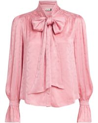 RIXO London - Satin Floral Jacquard Evanora Blouse - Lyst