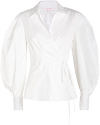 Carolina Herrera - Puffed-sleeve Wrap Shirt - Lyst