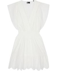 The Kooples - Smocked Broderie Anglaise Mini Dress - Lyst