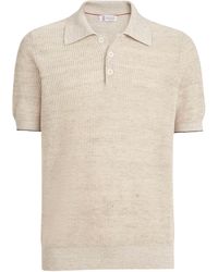 Brunello Cucinelli - Linen-Cotton Knitted Polo Sweater - Lyst