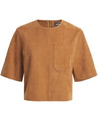 ME+EM - Suede Boxy Luxe T-Shirt - Lyst