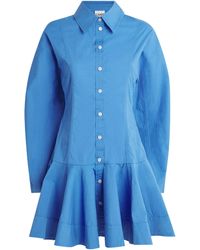 Ganni - Stretch-Cotton Mini Shirt Dress - Lyst