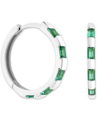 Astrid & Miyu - And Emerald Baguette Hoop Earrings - Lyst