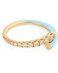 Melissa Kaye - Diamond And Enamel Lola Pinky Ring - Lyst