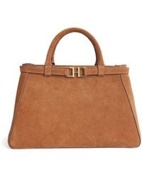 Harrods - Medium Suede Grace Top-Handle Bag - Lyst