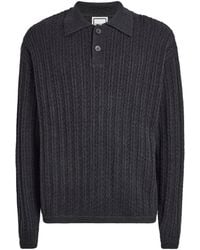 WOOYOUNGMI - Melange Wool Cable-Knit Polo Sweater - Lyst