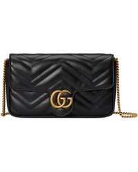 Gucci - Mini Leather Gg Wallet With Chain - Lyst