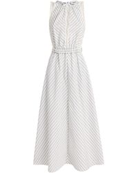 Sandro - Cotton Stripe Embroidered Midi Dress - Lyst