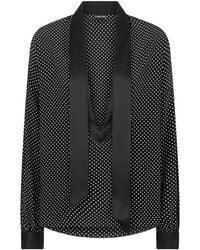 Tom Ford - Silk Polka Dot Tuxedo Lavallière Shirt - Lyst