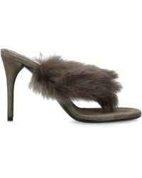 Alaïa - Shearling Fur Thong Heeled Mules 90 - Lyst