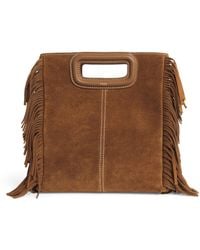 Maje - Suede Fringed M Top-Handle Bag - Lyst