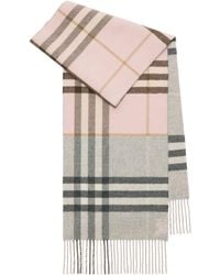 Burberry - Cashmere Contrast Check Scarf - Lyst