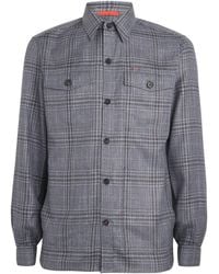 Isaia - Wool-Silk-Linen Check Overshirt - Lyst