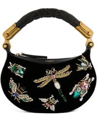 Balmain - Mini Velvet Ebene Top-Handle Bag - Lyst