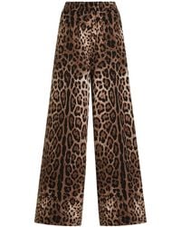 Dolce & Gabbana - Fleece Leopard Print Trousers - Lyst