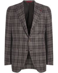 Isaia - Wool-Cashmere-Silk-Linen Check Blazer - Lyst
