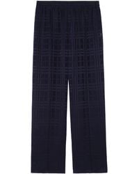 Burberry - Silk Check Straight-Leg Trousers - Lyst