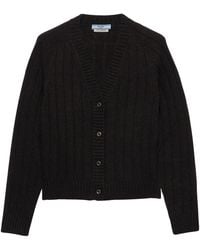 Prada - Re-Cashmere Ribbed Cardigan - Lyst