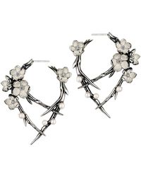 Shaun Leane - Sterling Silver, Diamond And Pearl Cherry Blossom Hoop Earrings - Lyst