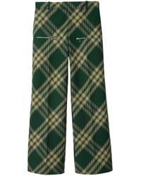 Burberry - Wool Check Trousers - Lyst