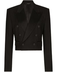 Dolce & Gabbana - Virgin Wool-Blend Cropped Blazer - Lyst