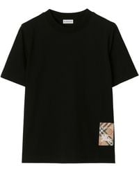 Burberry - Cotton Check Label T-Shirt - Lyst