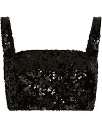 Dolce & Gabbana - Sequin Sleeveless Crop Top - Lyst