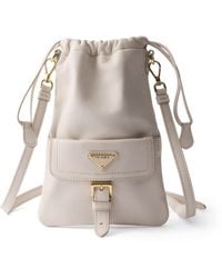 Prada - Nappa Leather Drawstring Pouch - Lyst