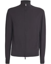 Emporio Armani - Icon Chevron Zip Cardigan - Lyst