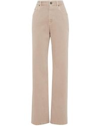 Brunello Cucinelli - Garment-dyed Wide-leg Jeans - Lyst