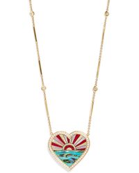Jacquie Aiche - Diamond, And Pearl Coral Sunshine Heart Necklace - Lyst