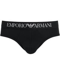 Emporio Armani - Stretch-Cotton Logo Briefs - Lyst