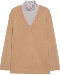 MAX&Co. - Shirt-Detail Wool Sweater - Lyst