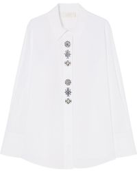 Marina Rinaldi - Cotton Embellished-Placket Shirt - Lyst