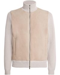 Agnona - Cashmere Suede-Front Bomber Jacket - Lyst