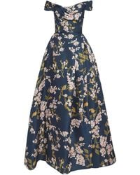 Monique Lhuillier - Gazar Floral Off-The-Shoulder Gown - Lyst