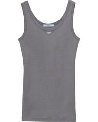 Prada - Cotton Ribbed Tank Top - Lyst