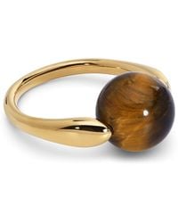 Monica Vinader - X Kate Young Vermeil And Tiger's Eye Round Ring - Lyst