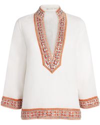 Alice + Olivia - Linen Embellished Eleonora Tunic - Lyst