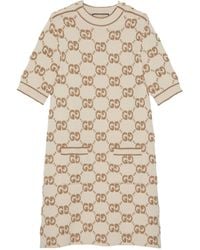Gucci - GG Bouclé Jacquard Wool Dress - Lyst