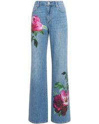 Alice + Olivia - Floral Print Chic Wide-Leg Jeans - Lyst
