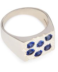 Bleue Burnham - Sterling Silver And Sapphire Rose Garden Signet Ring - Lyst