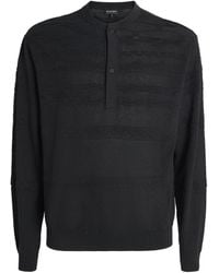 Emporio Armani - Knitted Long-Sleeve Henley Top - Lyst