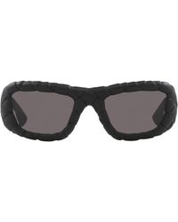 Bottega Veneta - Bv1303S Intrecciato Rectangular Sunglasses - Lyst