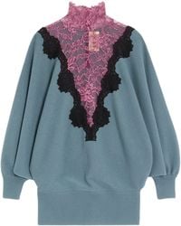 Valentino - Wool-Lace High-Neck Sweater - Lyst